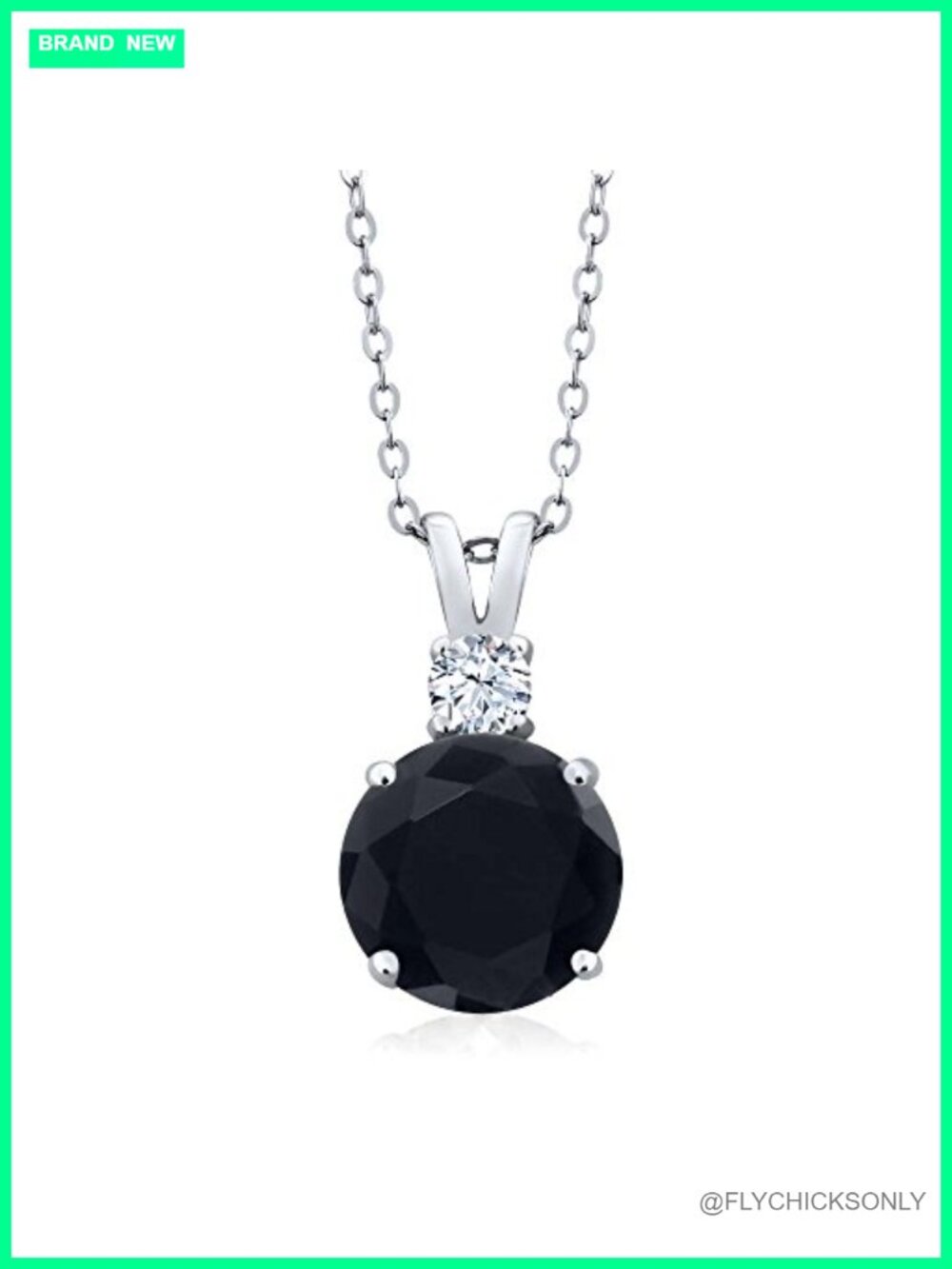 3.14 Cttw Black Onyx & White Topaz Pendant Necklace 925 Sterling Silver